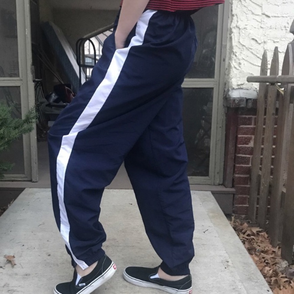 Navy and white y2k track pants adidas inspired